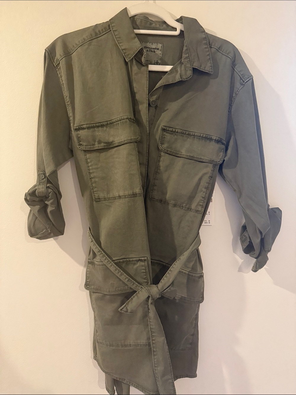 Abercrombie & Fitch Olive Green Utility Midi Dress